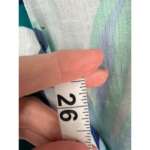 CC California Pants Womens Large Blue Floral Linen Wide Leg High Rise Pockets - Picture 5 of 7